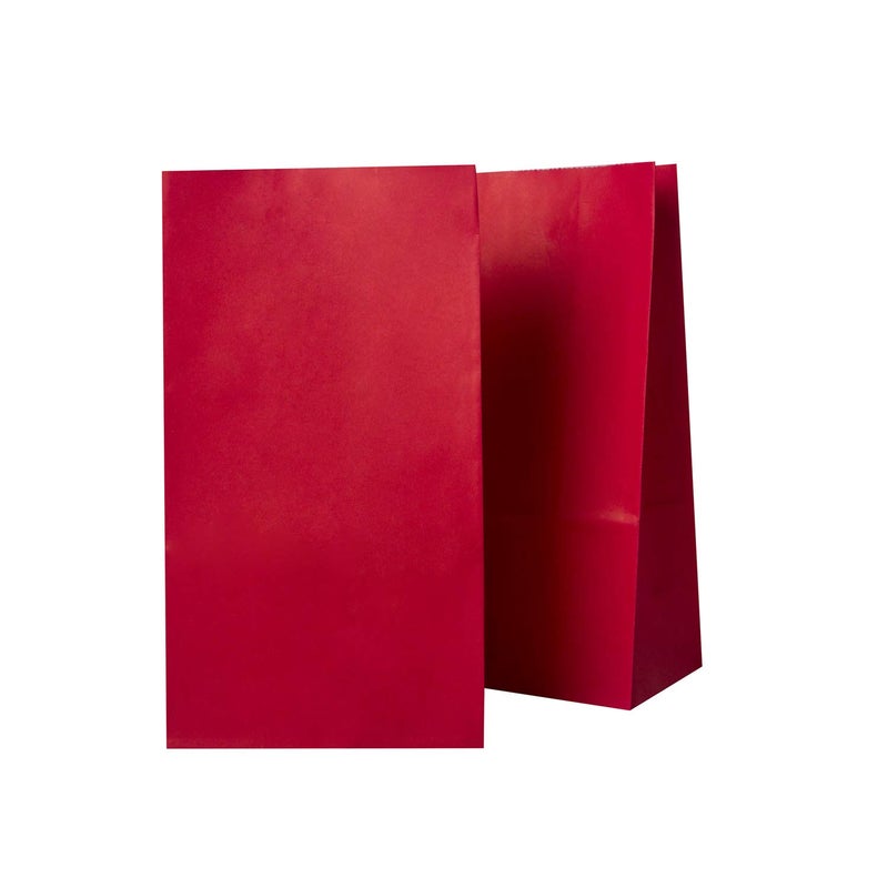 Partay Shenanigans Party Favor Bags - 50 Pack Kraft Paper Goodie Gift Lunch Treat Bags and Party Supplies for Theme Kids Birthday, July 4th, Christmas, CNY - 5"x3"x9" (Red) - Image 3